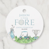 Étiquettes Cadeau Tournez Fore Blue Golf 4e anniversaire (Dos)