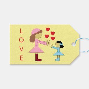 Étiquettes-cadeau Tous les enfants ont besoin d'amour : Jaune