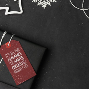 Étiquettes-cadeau Tout est amusant & Jeux Liste coquine Noël