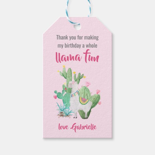 Étiquettes-cadeau Tout Llama Fun - Llama Party Merci rose (Devant)