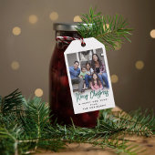 Étiquettes-cadeau Tout Texte Moderne Brossé Vert Script & Photo