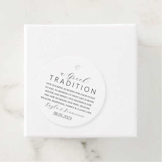 Étiquettes Cadeau Tradition Mariage grecque (En situation)