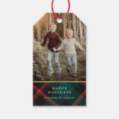 Étiquettes-cadeau Tradition Plaid Photo de Noël (Devant)