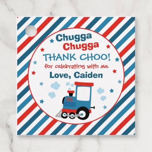 Étiquettes Cadeau Train Anniversaire Décor Chugga Chugga Deux Deux (Devant)