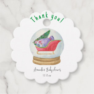 Étiquettes Cadeau Traîneau du Père Noël - Merci pour la baby shower