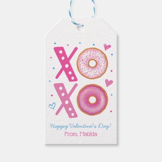 Étiquettes-cadeau Traitement de Donut Valentine XOXO (Devant)