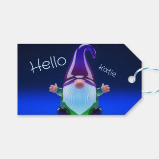Étiquettes-cadeau Translucent Glass Gnome Figurine with Custom Name