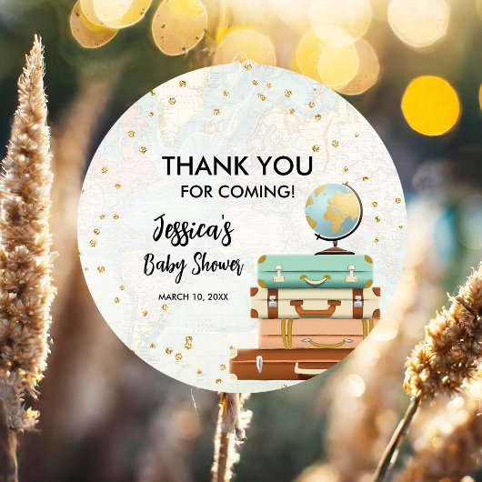 Étiquettes Cadeau Travel Adventure Gold Confetti Baby shower