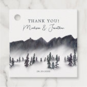Étiquettes Cadeau Tree Forest Mountain Lakeside Mariage Merci (Devant)
