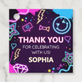 Étiquettes Cadeau Treize Neon adolescent Carré de fête d'anniversair (Devant)