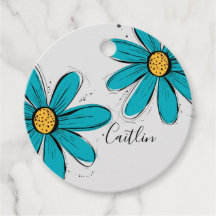 Trending Daisy turquoise inky art Tags cadeaux