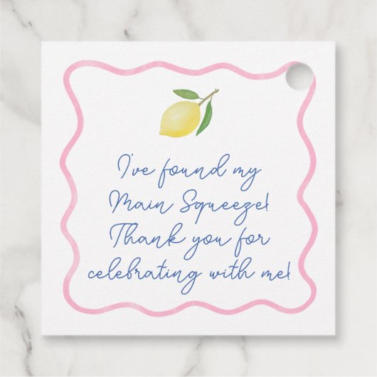 Étiquettes Cadeau Trending Pink Squiggle Main Squeeze Fête des marié (Dos)