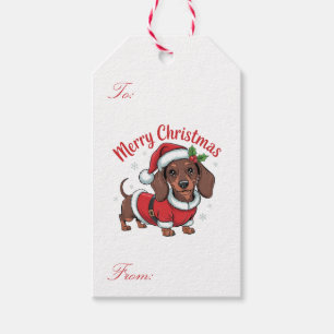 Étiquettes-cadeau Trendy Joyeux Noël Dachshund au chapeau de Père No