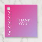 Étiquettes Cadeau Trendy Modern Bold Pink Gradient 21st Birthday (Devant)