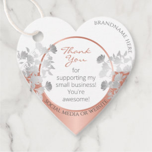 Étiquettes Cadeau Très élégant Floral Blanc et Rose Gold produit