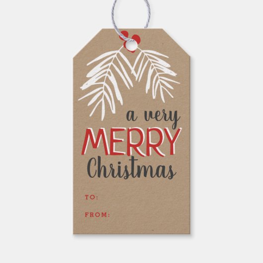 Étiquettes-cadeau Très Joyeux Noël Berry Branch Holiday (Devant)
