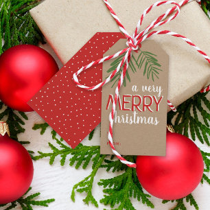 Étiquettes-cadeau Très Joyeux Noël Berry Branch Holiday
