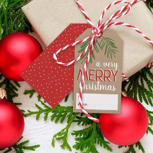 Étiquettes-cadeau Très Joyeux Noël Berry Branch Holiday