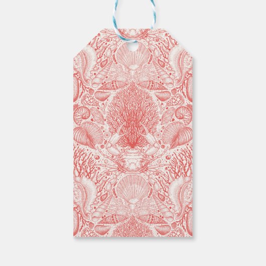 Étiquettes-cadeau Trésors de plage en rouge corail (Dos)