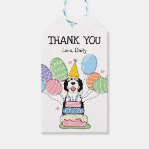 Étiquettes-cadeau Tri couleur Sheepadoodle Chien fête d'anniversaire