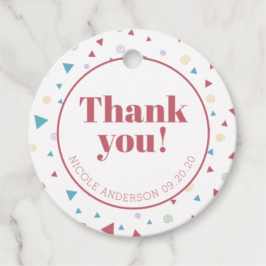 Étiquettes Cadeau Triangle géométrique chic et Merci à persiennes (Devant)