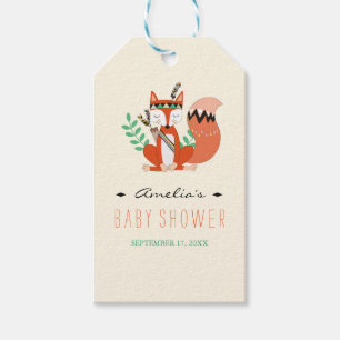 Étiquettes-cadeau Tribal Woodland Fox Baby shower Tags cadeaux