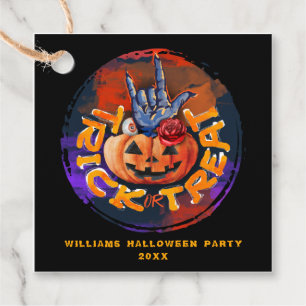 Étiquettes Cadeau Trick Citrouille effrayant ou traiter la fête d'Ha