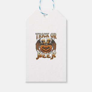 Étiquettes-cadeau Trick Or Beer Halloween Citrouille Squelette Ailes
