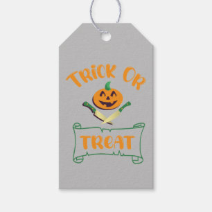 Étiquettes-cadeau Trick or treat tête de mort Halloween visage de ci