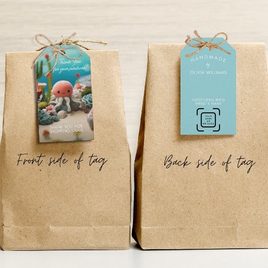 Étiquettes-cadeau Tricot Crochet Business Merci Logo QR