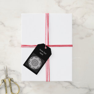 Étiquettes-cadeau Tricot Star Mandala noir et blanc