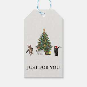 Étiquettes-cadeau Trois chat Santa