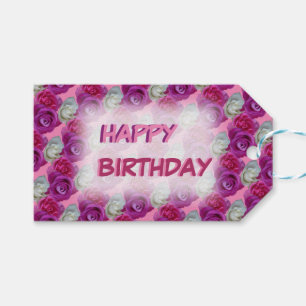 Étiquettes-cadeau Trois couleurs Rose Motif Anniversaire Tags cadeau