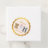 Étiquettes Cadeau Trois mignons ours merci sur le beige doré & sable (En situation)