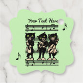 Étiquettes Cadeau Trois musiciens de chats noirs Partition Musique v (Dos)