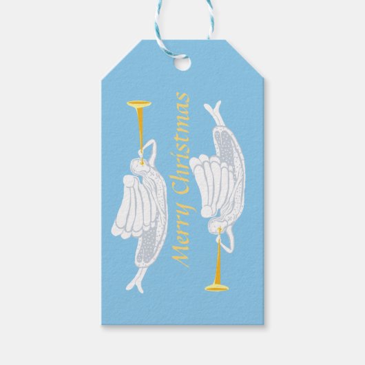 Étiquettes-cadeau Trompettes d'ange Joyeux Noël (Devant)