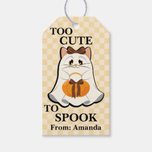 Étiquettes-cadeau Trop Mignonne Pour Parler Cute Cat Ghost Retro Hal