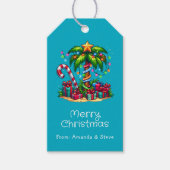 Étiquettes-cadeau Tropical Christmas Holiday Palm Tree (Devant)