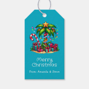 Étiquettes-cadeau Tropical Christmas Holiday Palm Tree