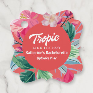 Étiquettes Cadeau Tropical comme c'est chaud rose célibataire tropic