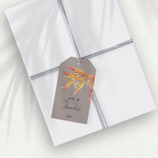 Étiquettes-cadeau Tropical Floral Love Merci Mariage Taupe Favoriser