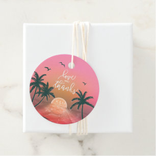 Étiquettes Cadeau Tropical Isle Sunrise Mariage Melon ID581