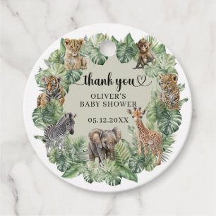 Étiquettes Cadeau Tropical Jungle Safari Animaux Baby showers Garçon