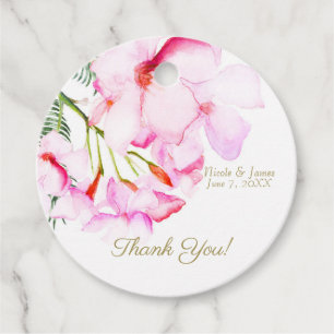 Étiquettes Cadeau Tropical Oasis Rose Vert Fête de Mariage Hawaïenne