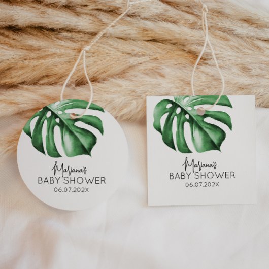 Étiquettes Cadeau Tropical Palm Greenery Baby shower Favoriser les é