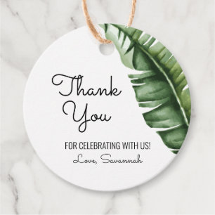 Étiquettes Cadeau Tropical Palm Leaf Merci Party