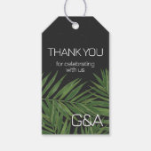 Étiquettes-cadeau Tropical Palm Night Sky Moderne Initiales Mariage (Devant)