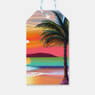 Étiquettes-cadeau Tropical Palm Tres et Sunset Thème