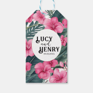Étiquettes-cadeau Tropical Pink Holiday Floral Print Mariage