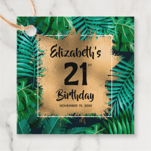 Étiquettes Cadeau Tropical Plante Gold 21e anniversaire Personnalisé
